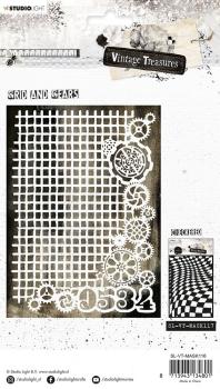 Studio Light - Stencil - Vintage Treasures Grid and Gears  - Schablone 