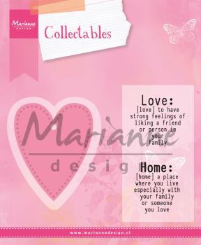 Marianne Design -Collectables - Stamp & Dies -  Love  - Stempel und Stanzschablone