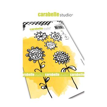 Carabelle Studio - Cling Stamp Art -  Crayoned Florals - Stempel