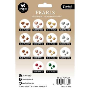 Studio Light - " Self-adhesive Pearls Gold Hearts " -  selbstklebende Halbperlen