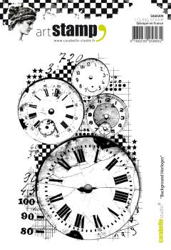 Carabelle Studio - Cling Stamp Art -  Background Horloges - Stempel