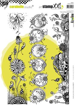 Carabelle Studio - Cling Stamp Art XXL - Frises De Fleurs Merveilleuses - Stempel