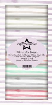 Paper Favourites - "  Watercolor Stripes  " - Slim Paper Pack - 3x8 Inch 