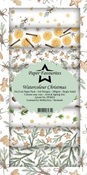 Paper Favourites - "  Watercolour Christmas  " - Slim Paper Pack - 3x8 Inch 