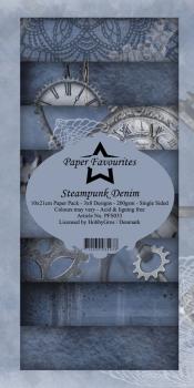 Paper Favourites - "  Steampunk Denim  " - Slim Paper Pack - 3x8 Inch 