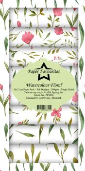 Paper Favourites - "  Watercolour Floral  " - Slim Paper Pack - 3x8 Inch 