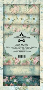 Paper Favourites - "  Green Shabby  " - Slim Paper Pack - 3x8 Inch 