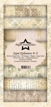 Paper Favourites - "  Sepia Ephemera # II  " - Slim Paper Pack - 3x8 Inch 