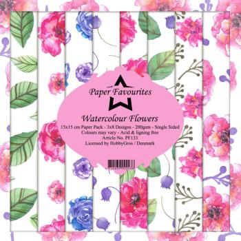 Paper Favourites - "  Watercolour Flowers  " - Paper Pack - 6x6 Inch