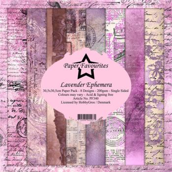 Paper Favourites - "  Lavender Ephemera  " - Paper Pack - 12x12 Inch