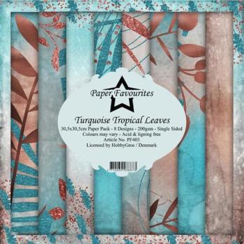 Paper Favourites - "  Turquoise Tropical Leaves  " - Paper Pack - 12x12 Inch