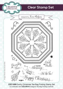 Creative Expressions - Clear Stamp A5 - Tea Bag Folding Swirly Christmas  - Stempel
