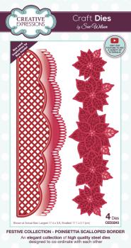 Creative Expressions - Craft Dies - Festive Poinsettia Scalloped Border - Stanze
