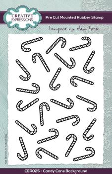 Creative Expressions - Rubber Stamp -  Candy Cane Background  - Gummistempel