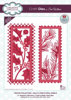 Creative Expressions - Craft Dies -  Festive Holly & Pine Floral Panels - Stanze