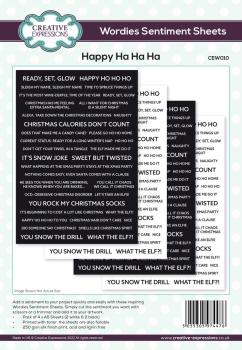 Creative Expressions - Embesllishment - Wordies Sentiment Sheets 6x8 Inch Happy Ha Ha Ha