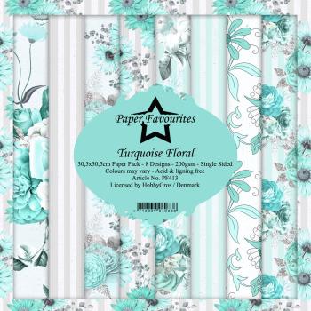 Paper Favourites - "  Turquoise Floral  " - Paper Pack - 12x12 Inch
