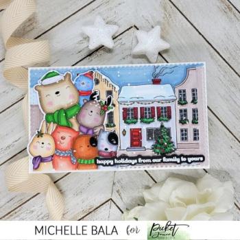 Picket Fence Studios - Clear Stamp - "An Animal Crackers Christmas Hello " Stempel 