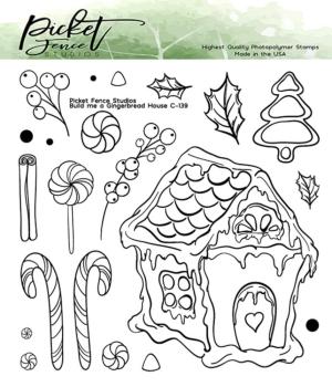 Picket Fence Studios - Clear Stamp - "Build me a Gingerbread House " - Stempel 