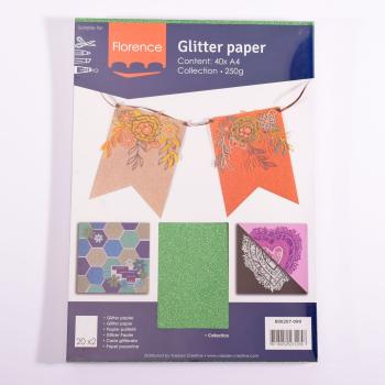  Florence - Glitzerpapier Set A4 - Selbstklebendes Glitzerpapier 