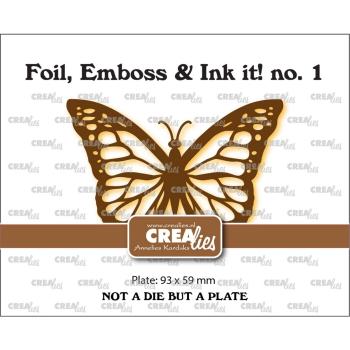 Crealies - Foil, Emboss - Ink it!  - Monarch Butterfly  - Schablone - Platte 
