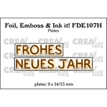 Crealies - Foil, Emboss - Ink it!  - Frohes Neues Jahr  - Schablone - Platte 