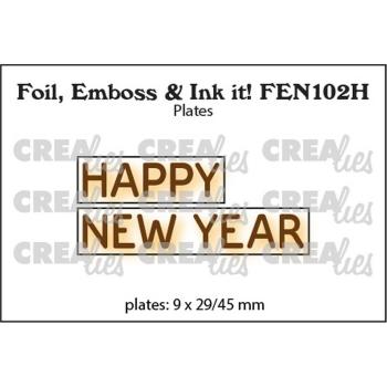 Crealies - Foil, Emboss - Ink it!  - Happy New Year  - Schablone - Platte 