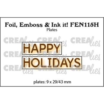 Crealies - Foil, Emboss - Ink it!  - Happy Holidays - Schablone - Platte 