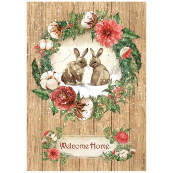 Stamperia "Romantic Home for the Holidays Welcome Home Bunnies" A4 Decoupage / Decopatch Papier 