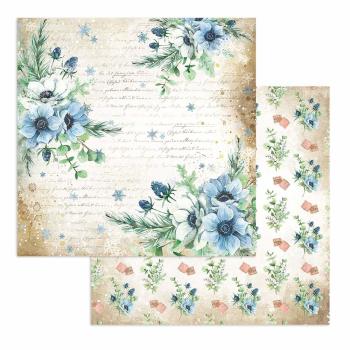 Stamperia "Romantic Cozy Winter Flowers" 12x12" Paper Sheet - Cardstock