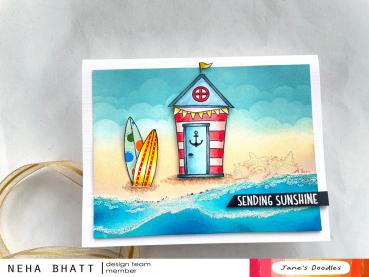 Janes Doodles "Beach Hut " Clear Stamp - Stempelset