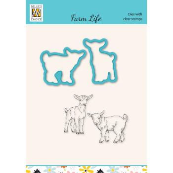 Nellie's Choice - Dies & Stamp Set - "  Farm-Life Goats " - Stanze & Stempel