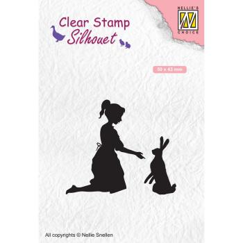 Nellie's Choice - Silhouet Clear Stamp - "  Girl with Hare " - Stempel