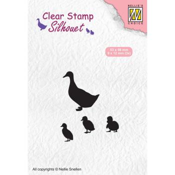 Nellie's Choice - Silhouet Clear Stamp - "  Duck with Chicks " - Stempel