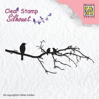 Nellie's Choice - Silhouet Clear Stamp - "  Branch with Birds " - Stempel