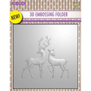 Nellie's Choice - 3D Embossing Folder - "  Christmas Reindeer " - Prägefolder