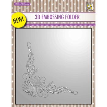 Nellie's Choice - 3D Embossing Folder - "  Christmas Poinsettia Corner " - Prägefolder