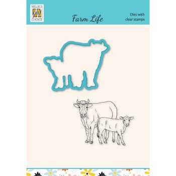 Nellie's Choice - Dies & Stamp Set - "  Farm-Life Cow and Calf " - Stanze & Stempel