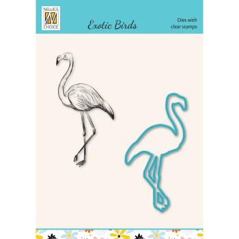 Nellie's Choice - Dies & Stamp Set - "  Exotic Birds Flamingo " - Stanze & Stempel