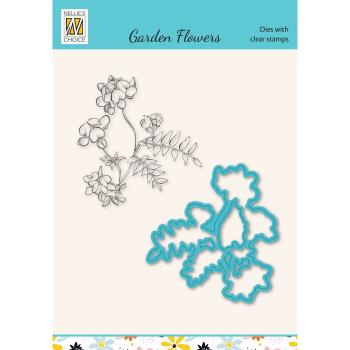 Nellie's Choice - Dies & Stamp Set - "  Flowers Serie Vicia Sempium (Heggewikke) " - Stanze & Stempel