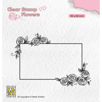 Nellie's Choice - Flowers Clear Stamp - "  Rectangle Frame with Roses " - Stempel