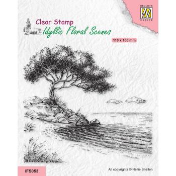 Nellie's Choice - Idyllic Floral Scenes Clear Stamp - "  Tree on Shore " - Stempel