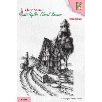 Nellie's Choice - Idyllic Floral Scenes Clear Stamp - "  Country Road with House " - Stempel