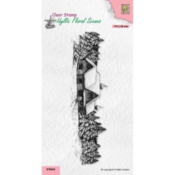 Nellie's Choice - Idyllic Floral Scenes Clear Stamp - "  Slimline Snowy House " - Stempel