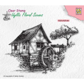 Nellie's Choice - Idyllic Floral Scenes Clear Stamp - "  Watermill " - Stempel