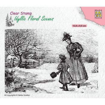 Nellie's Choice - Idyllic Floral Scenes Clear Stamp - "  Vintage Wintery Scene " - Stempel