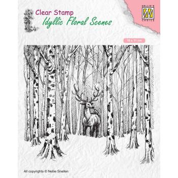 Nellie's Choice - Idyllic Floral Scenes Clear Stamp - "  Deer in forrest  " - Stempel