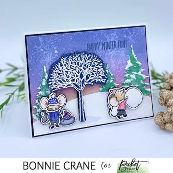 Picket Fence Studios - Clear Stamp - " Frolicking Winter Friends " - Stempel 