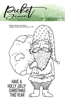 Picket Fence Studios - Clear Stamp - " Jolly Christmas Gnome " - Stempel 