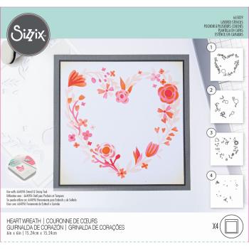 Sizzix Layered Stencil -  Heart Wreath  - Schablone